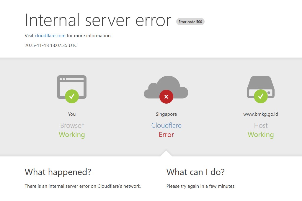 Gegara Cloudflare, situs X, BMKG, ChatGpt hingga berbagai situs besar tak dapat di akses